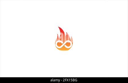 Icona del logo Infinity Fire burn nell'illustrazione vettoriale Flat Design modello vettore Illustrazione Vettoriale