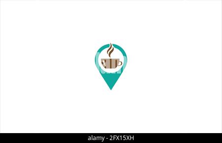 Icona delle posizioni dei caffè da Map Navigation Logo Vector illustrazione Illustrazione Vettoriale