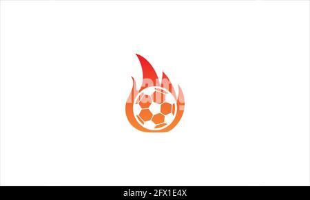 Illustrazione vettoriale della palla da calcio con semplice forma a fiamma logo icona Illustrazione Vettoriale
