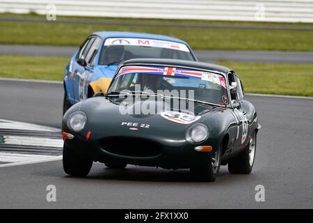 Robert Gate, Jaguar e-Type, HSCC 70's Road Sports Championships, 1980's Production Car Challenge, International Trophy Meeting, Silverstone Grand Prix Foto Stock