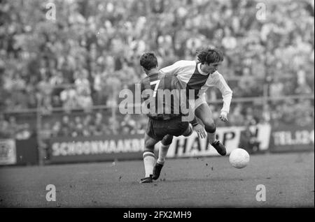 AJAX contro Haarlem 4-0. Johan Cruyff, 21 settembre 1969, sport, calcio, Paesi Bassi, foto agenzia stampa del xx secolo, notizie da ricordare, documentario, fotografia storica 1945-1990, storie visive, Storia umana del XX secolo, che cattura momenti nel tempo Foto Stock