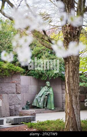 Una statua del presidente Roosevelt al Franklin Delano Roosevelt Memorial a Washington D.C. Foto Stock