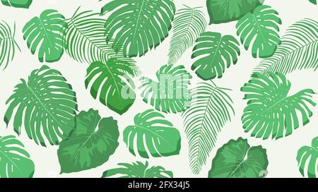 Sfondo di Monstera. Struttura vettoriale di piante tropicali senza cuciture. Vettore modello giungla. Illustrazione Vettoriale