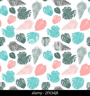 Monstera lascia la giungla senza cuciture. Motivo vettoriale senza cuciture floreali. Design tropicale della foresta pluviale. Illustrazione Vettoriale