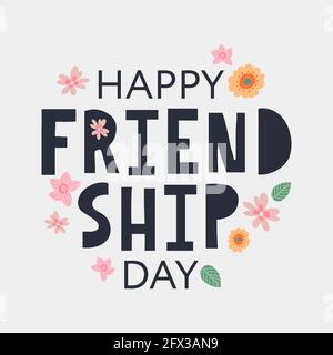 Biglietto d'auguri Happy Friendship Day. Per poster, volantino, banner per il modello di sito Web, schede, poster, logo Vector Illustrazione Vettoriale