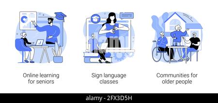 Illustrazioni vettoriali astratte di concetto della comunità e dell'istruzione. Illustrazione Vettoriale