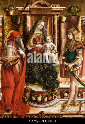 La Madonna della Rondine di Carlo Crivelli (c.1430-1435 - c.1495), uova e olio di pioppo, c.. 1490 Foto Stock