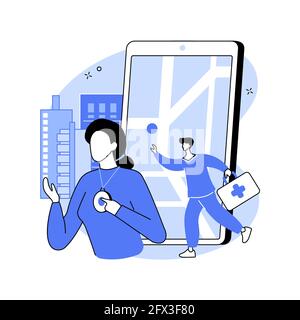 Illustrazione vettoriale del concetto astratto del pulsante di emergenza personale. Illustrazione Vettoriale