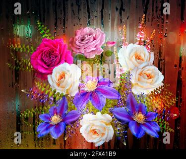 ARTE FLOREALE: Biglietto d'auguri Design Foto Stock