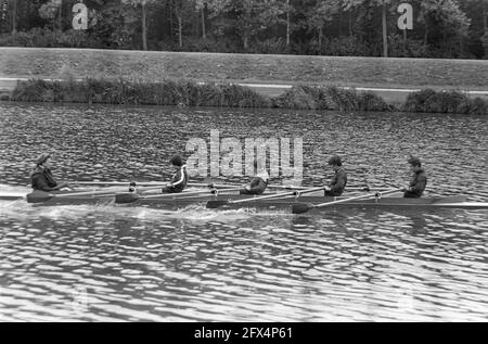 European Rowing Championships, Ladies, 21 Russian Eight, 20 Russian Skiff Championships, 19 Russian Four with coxswain, 23 agosto 1966, Rowing Championships, Paesi Bassi, foto agenzia stampa del xx secolo, notizie da ricordare, documentario, fotografia storica 1945-1990, storie visive, Storia umana del XX secolo, che cattura momenti nel tempo Foto Stock
