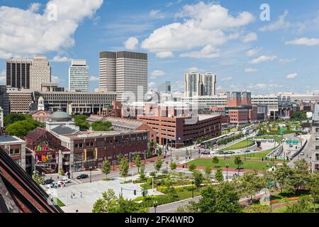 Faneuil Hall and Marketplace Center, Rose Kennedy Greenway Park, Boston, Massachusetts USA Foto Stock