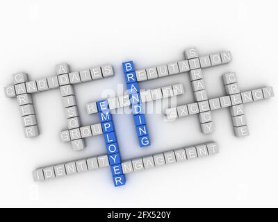 Employer 3d Branding Word cloud su sfondo bianco. Foto Stock