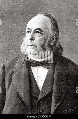 Edmond Frémy (1814-1894) è stato un . Forse oggi è meglio conosciuto per il sale di Frémy, un forte agente ossidante che scoprì nel 1845. Il sale di Fremy è un radicale libero di lunga durata che trova impiego come standard nella spettroscopia a risonanza paramagnetica elettronica. Antica illustrazione del XIX secolo incisa da la Nature 1893 Foto Stock