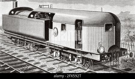 Locomotiva elettrica Jean Jacques Heilmann. Antica illustrazione del XIX secolo incisa da la Nature 1893 Foto Stock