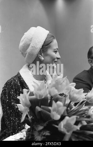 La star del cinema francese Capucine. Arrivo all'aeroporto di Schiphol, 25 aprile 1962, arrivi, attrici, Stelle cinematografiche, ritratti, aeroporti, Paesi Bassi, foto agenzia stampa del XX secolo, notizie da ricordare, documentario, fotografia storica 1945-1990, storie visive, Storia umana del XX secolo, che cattura momenti nel tempo Foto Stock