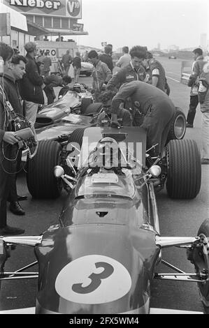 Gran Premio 68 Zandvoort pratica. Graham Hill (nr 3), 21 giugno 1968, Motorsports, Paesi Bassi, foto agenzia stampa del xx secolo, notizie da ricordare, documentario, fotografia storica 1945-1990, storie visive, Storia umana del XX secolo, che cattura momenti nel tempo Foto Stock