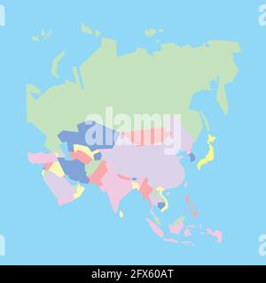 Mappa vettoriale dei paesi asiatici da studiare Illustrazione Vettoriale