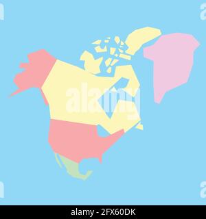 Mappa vettoriale dei paesi del Nord America da studiare Illustrazione Vettoriale