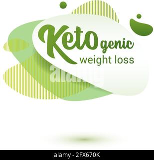Badge Keto Fendly. Design ameba verde di adesivo per keto dieta menu, poster, volantino. Illustrazione Vettoriale