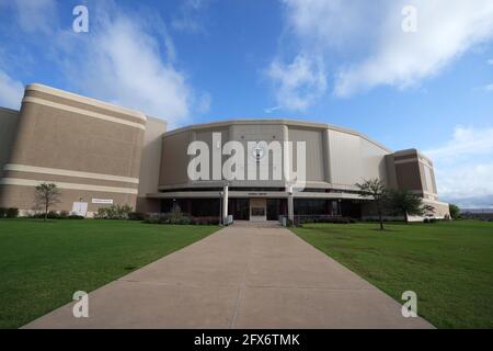 Una vista generale dell'entrata Nord a Reed Arena, martedì 25 maggio 2021, nella College Station, L'arena è la sede del Texas A&M Aggies Basketb Foto Stock