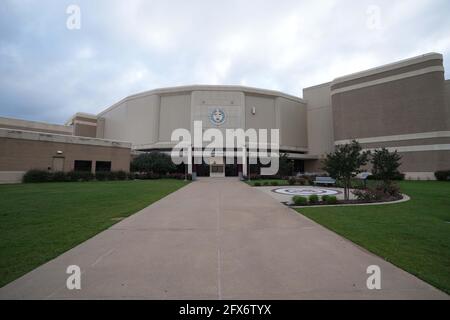 Una vista generale dell'entrata Est a Reed Arena, martedì 25 maggio 2021, nella College Station, L'arena ospita il Texas A&M Aggies Baskeba Foto Stock