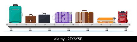 Nastro trasportatore con reclamo bagagli passeggero Illustrazione Vettoriale