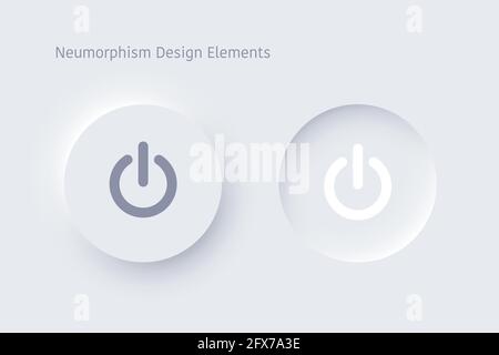 Set di pulsanti di alimentazione monomorfismi modificabili su off tondo. Cerchi oggetti per sito web, menu mobile, navigazione e applicazione. Design vettoriale realistico Illustrazione Vettoriale
