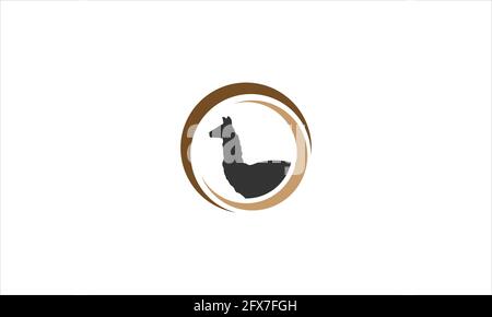 Llama animale in cerchio icona logo disegno vettoriale Illustrazione Vettoriale