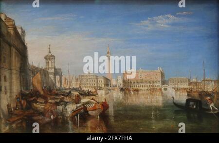 Ponte dei Sospiri, Palazzo Ducale e Custom House, Venezia: Canaletti del pittore romanticismo inglese William Turner alla National Gallery, Londra, Regno Unito Foto Stock