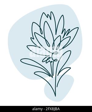 Fiore in fiore nell'arte di linea, disegno astratto della flora Illustrazione Vettoriale
