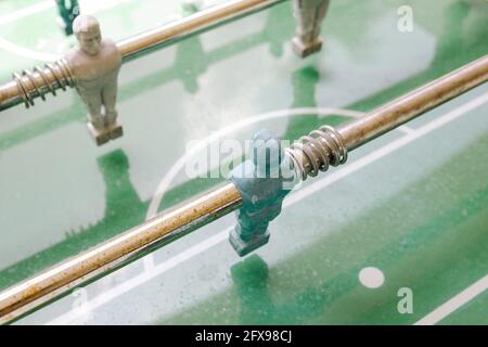 Verde e bianco calcio da tavolo italiano dettagli Foto Stock