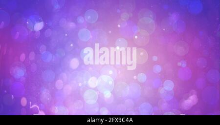 Composizione di particelle fluttuanti e soffuse con luce blu e viola in bokeh Foto Stock