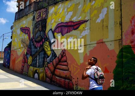 Street Art in Communa 13, Medellin, Colombia Foto Stock