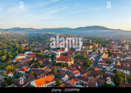 Szentendre, Ungheria la città delle arti dalla vista degli uccelli. Paesaggio urbano aereo. Foto Stock