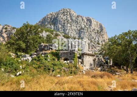 Rovine dell'antica città di Termessos senza turisti nelle vicinanze Antalya in Turchia Foto Stock