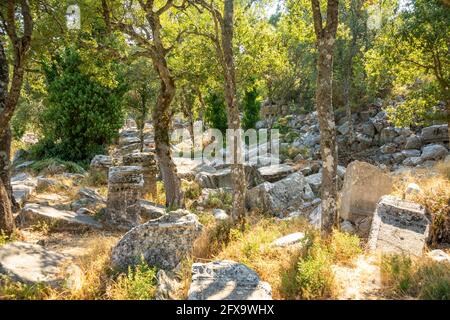 Rovine dell'antica città di Termessos senza turisti nelle vicinanze Antalya in Turchia Foto Stock