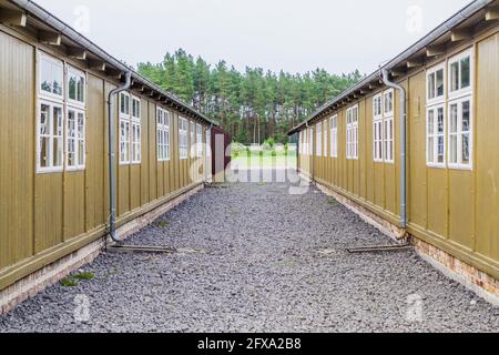 Buidlings del campo di concentramento di Sachsenhausen, Germania. Foto Stock