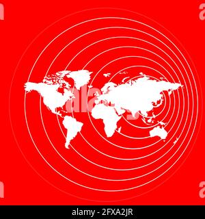 Illustrazione della diffusione del virus in tutto il mondo. Mappa di distribuzione del coronavirus. Distribuzione del nuovo coronavirus COVID-19 sulla mappa. Covid Illustrazione Vettoriale