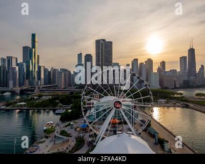 Chicago, Illinois, Stati Uniti. 25 Maggio 2021. Vista aerea di Windy City, Chicago Illinois credito: Walter G Arce Sr Grindstone medi/ASP/ZUMA Wire/Alamy Live News Foto Stock