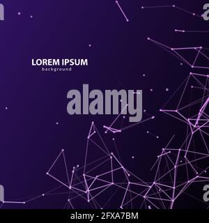 Plesso astratto viola sfondo quadrato con linee e punti collegati viola. Modello geometrico vettoriale minimalistico. Plexus di connessione di rete Illustrazione Vettoriale