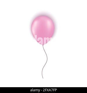 Palloncino rosa realistico isolato su sfondo bianco. Elemento di design per festa di compleanno, apertura grandiosa o concetto di biglietto d'auguri Big sale. Vettore Illustrazione Vettoriale