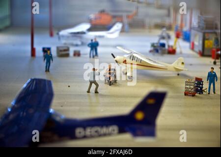 MINIATUR WUNDERLAND AMBURGO. MiWuLa. Ad Amburgo ist die größte Modelleisenbahnanlage der Welt. In der historischen Speicherstadt. Foto Stock