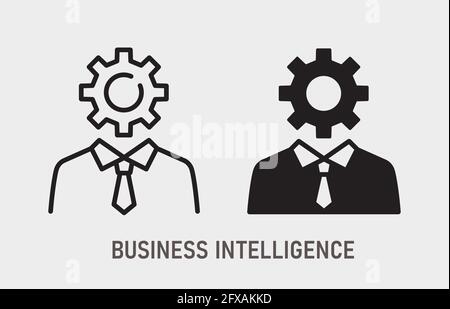 Icona Business Intelligence. Illustrazione vettoriale isolata in bianco. Illustrazione Vettoriale