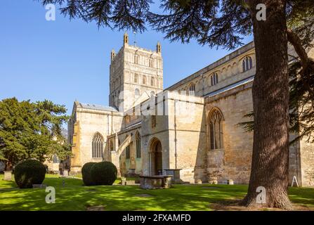 Tewkesbury Abbey tewkesbury Parish Church o Abbey Church of St Mary the Virgin Tewkesbury, Gloucestershire, Inghilterra, GB, Regno Unito, Europa Foto Stock