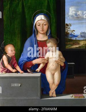 La Vergine col Bambino con San Giovanni di Antonio de Solario, olio su tela, trasferito dal legno, c.1500-10 Foto Stock