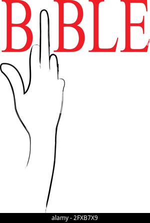 illustrazione di una mano in connessione con la bibbia, idea concettuale Illustrazione Vettoriale