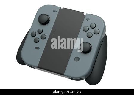 Controller portatili per videogiochi collegati al touch screen su bianco sfondo Foto Stock