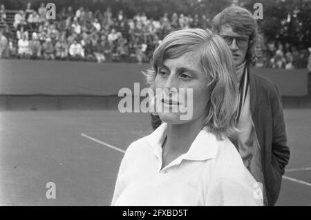 Campionati internazionali di tennis a Hilversum, Marijke Schaar, 28 luglio 1972, ritratti, Tennis, Paesi Bassi, foto agenzia stampa del XX secolo, notizie da ricordare, documentario, fotografia storica 1945-1990, storie visive, Storia umana del XX secolo, che cattura momenti nel tempo Foto Stock