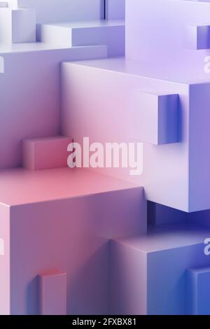 Rappresentazione tridimensionale di blocchi viola Foto Stock