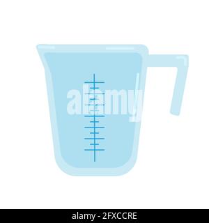 Misurino in plastica per cucina, clipart vettoriali in stile cartone animato su sfondo bianco, isolare Illustrazione Vettoriale